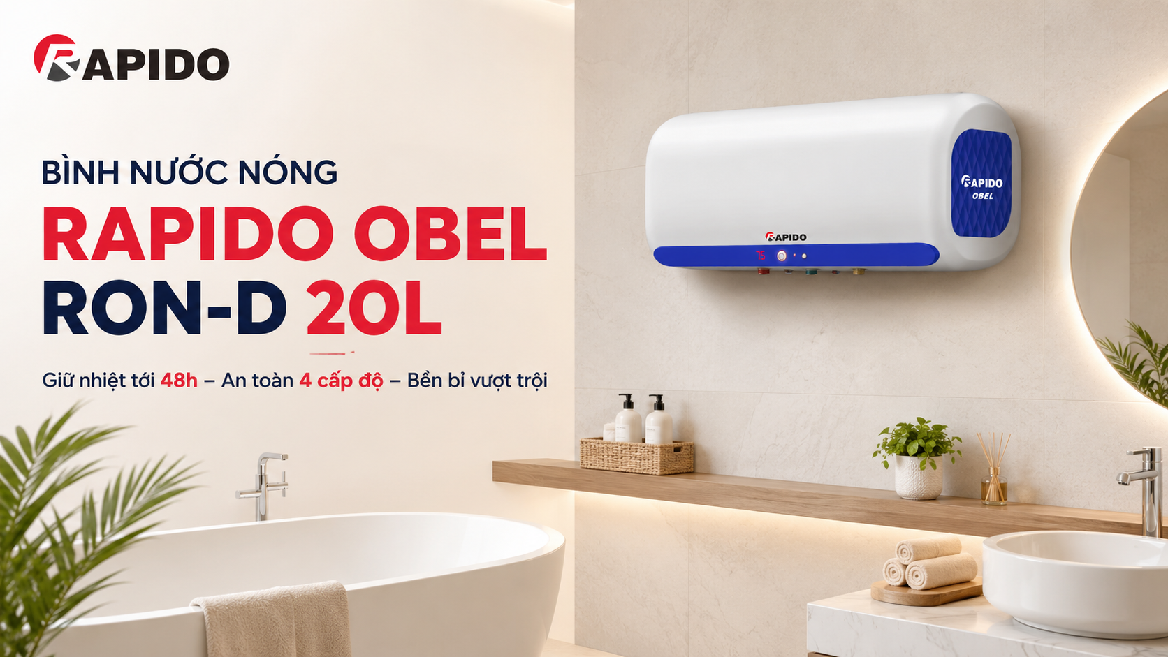 Bình nước nóng Rapido Obel RON-D 20L