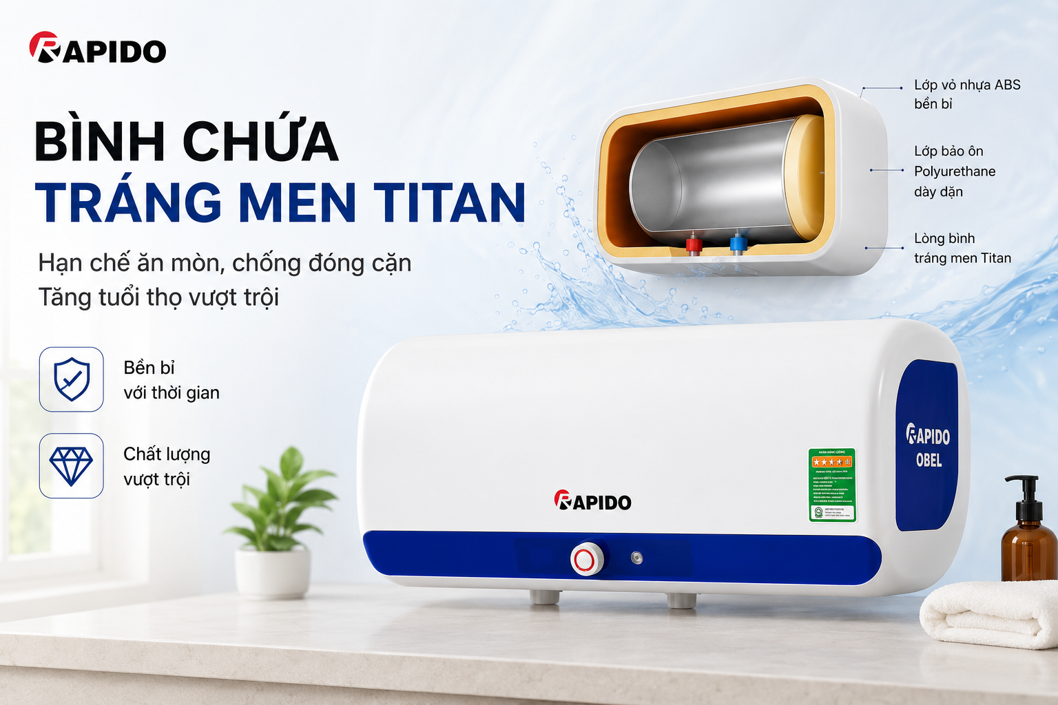 Bình nước nóng Rapido Obel RON-E 20L 13 420e04ad 9cf5 4c3b bbea 2f781d547f62
