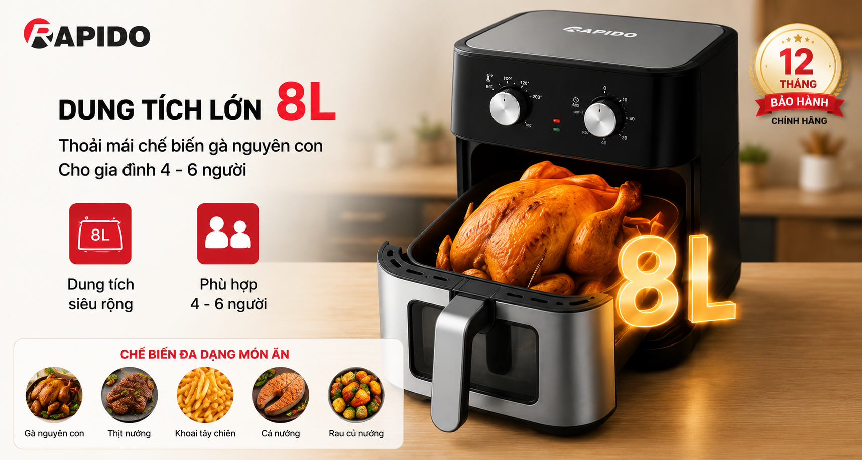Nồi chiên không dầu Rapido RAF 8.0M 12 a3341e40 7b42 43b8 8cfb 19a583415468