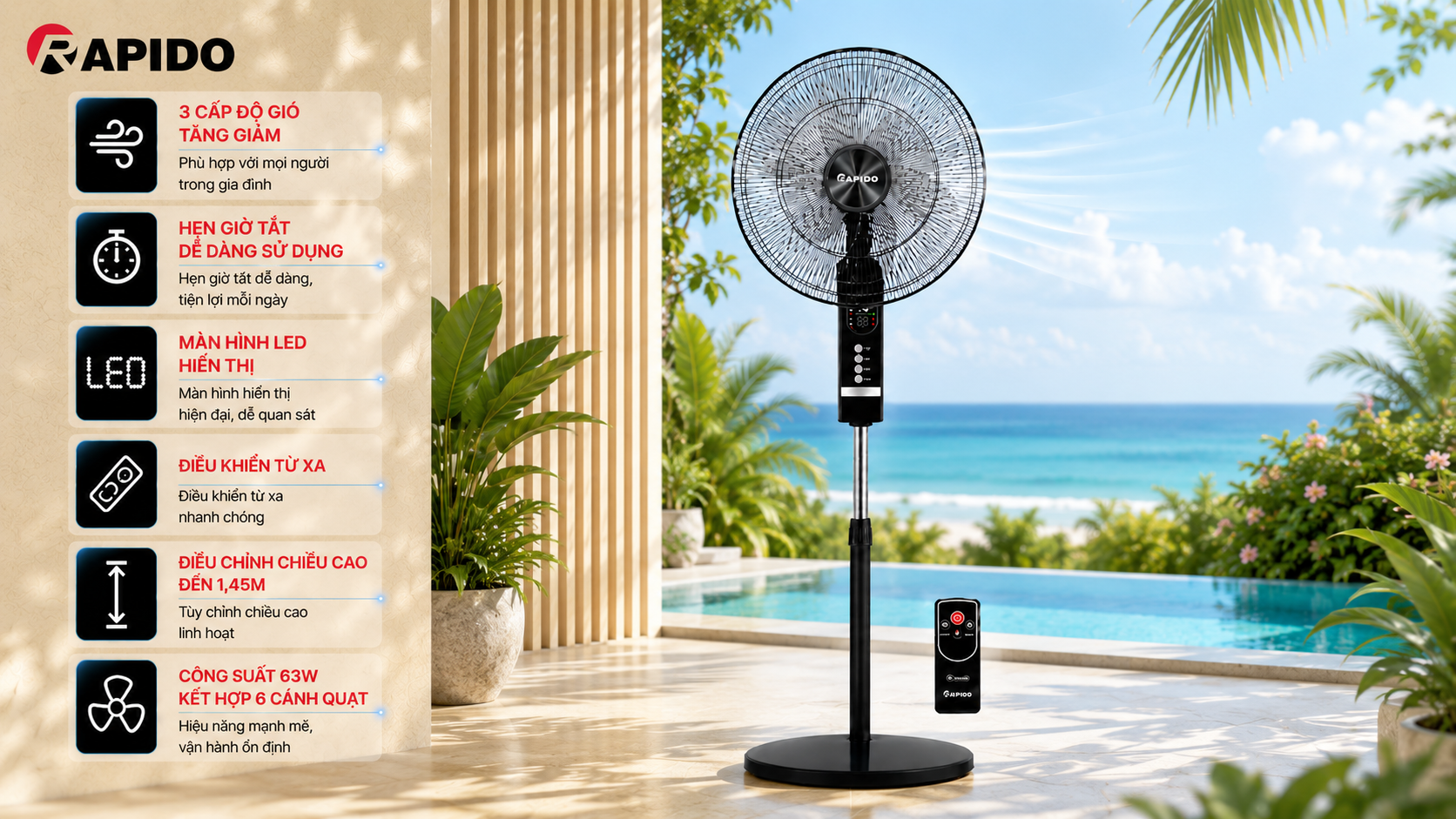 Quạt đứng Rapido RWF-20AHD (Điều khiển từ xa) 13 6bb4515f a834 40b6 a4c2 204ee79e4b5e