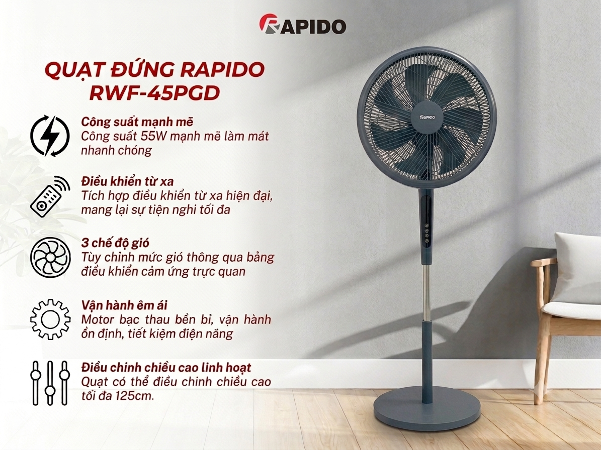 Quạt đứng Rapido RWF - 45PGD 15 45PGD