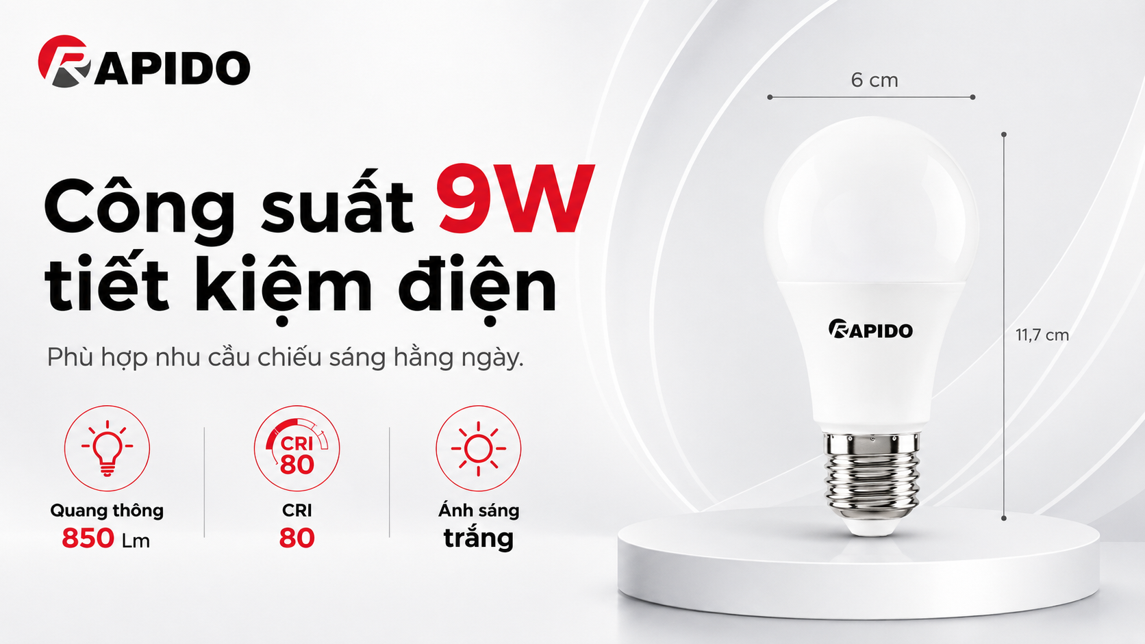 Đèn LED búp tròn RLBU-9W 8 Đèn LED búp tròn RLBU-9W