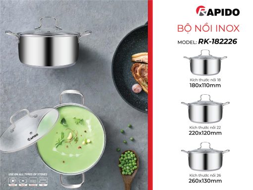 Bộ nồi inox 3 chiếc RK202224