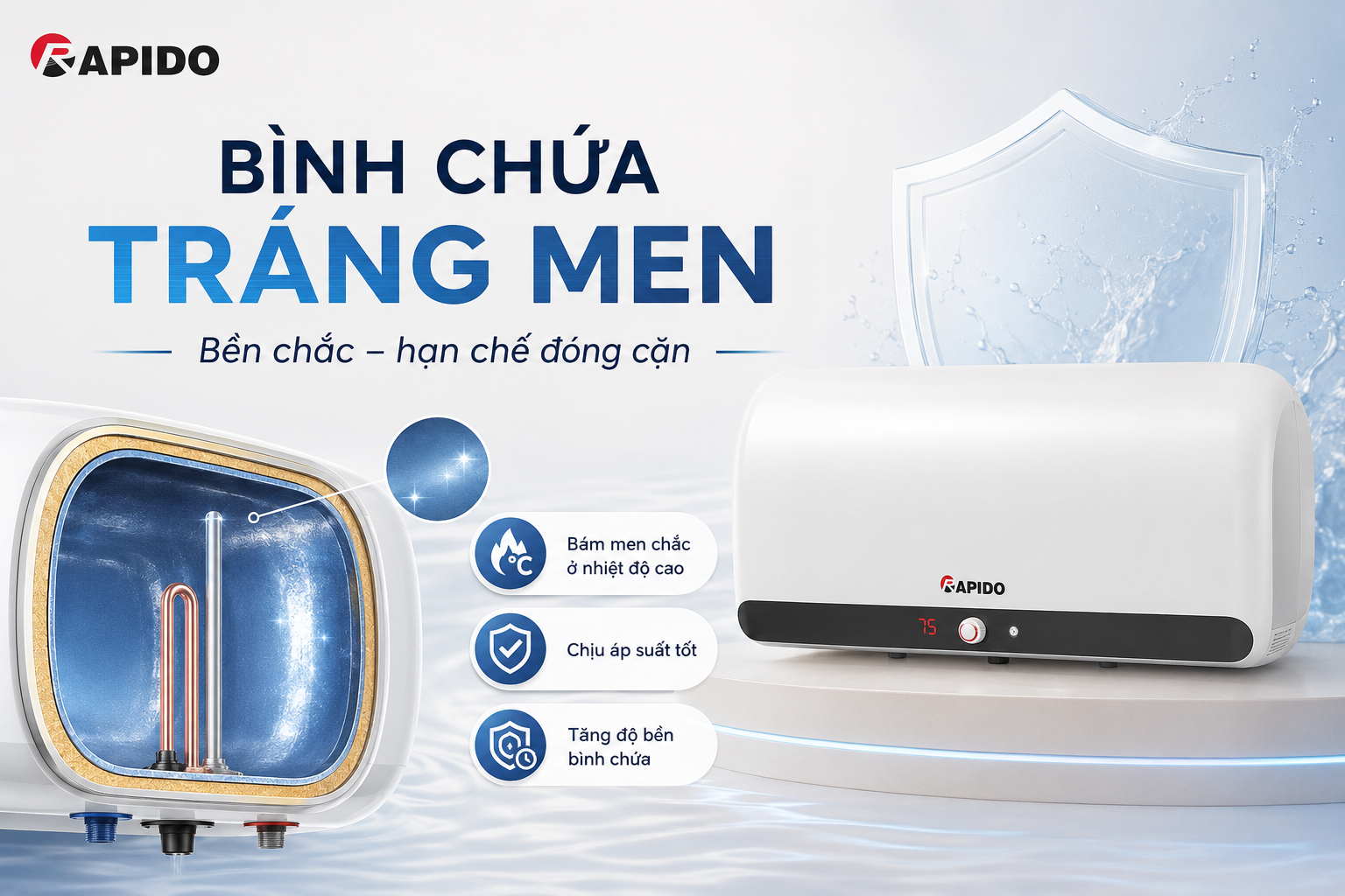 Bình nước nóng Rapido HA 30L (Ag+, hiển thị nhiệt độ) 12 640ee2d1 a943 4970 aca4 4b68a3d2a236