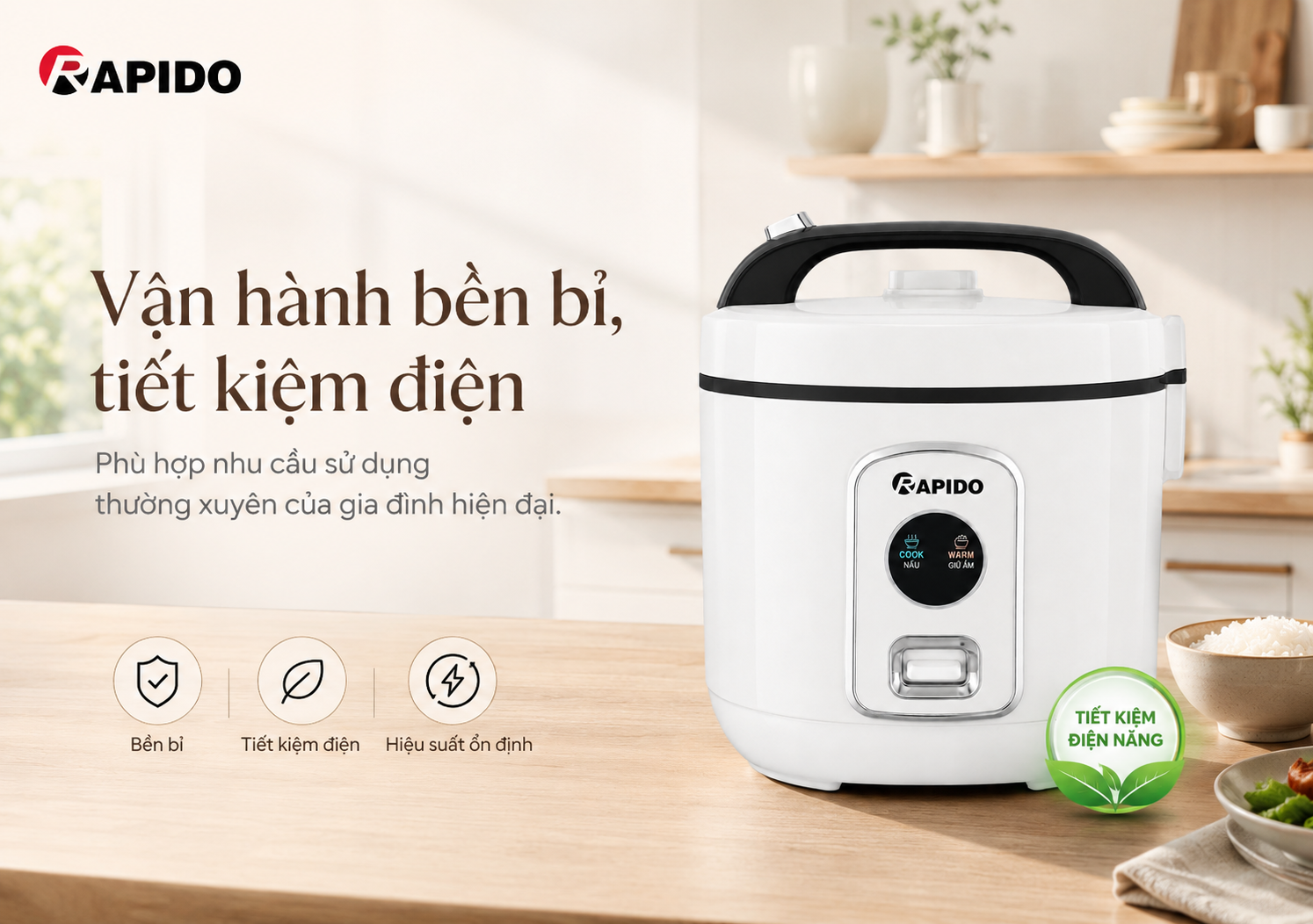 Nồi cơm điện lòng inox 1.8 Lít Rapido RC - 1.8M2S 13 ec350d1b ac25 4ca4 81a3 488be2aaea6a