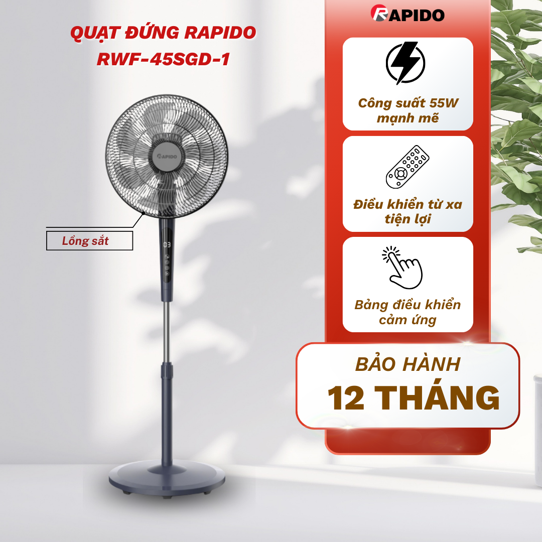 Quạt Đứng Rapido (Điều khiển từ xa) RWF-45SGD-1 Quạt Đứng Rapido (Điều khiển từ xa) RWF-45SGD-1