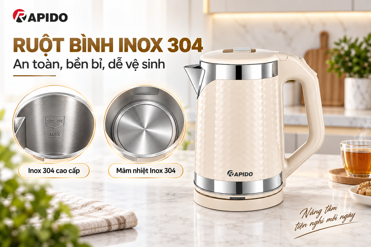 Ấm đun nước siêu tốc RK2015-CD Creamy Diamond 10 46b8530d 8ddc 42ee 8e17 315c30bc8408