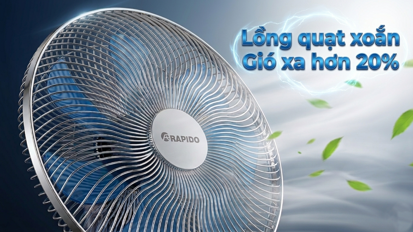 Quạt đứng RWF-45PGM-1 sở hữu lồng quạt xoắn đặc biệt