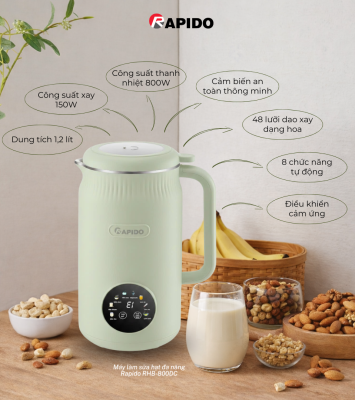 Máy làm sữa hạt đa năng Rapido RHB-800DC 19 May lam sua hat Rapido 2 1