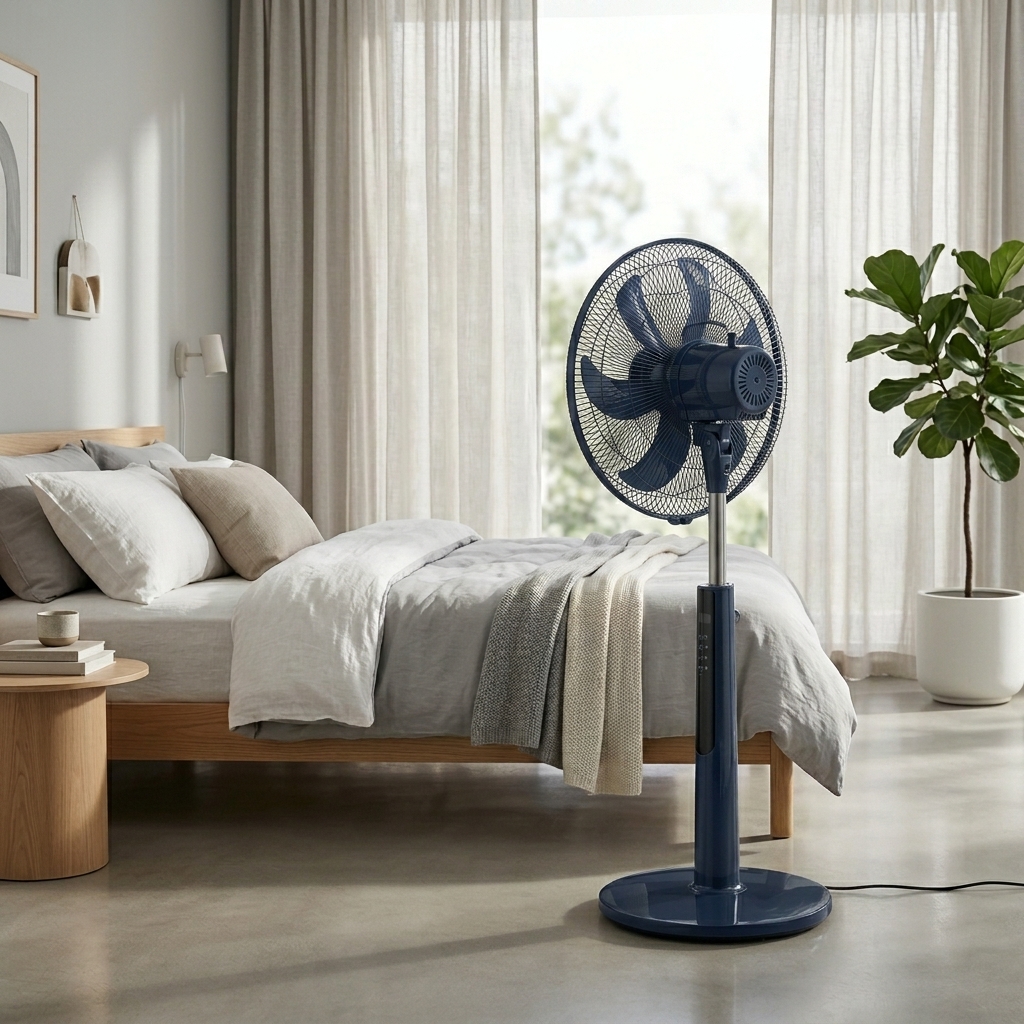 Quạt Đứng Rapido RWF-50SBD-1 điều khiển từ xa 8 Pedestal fan in bedroom 202605121528