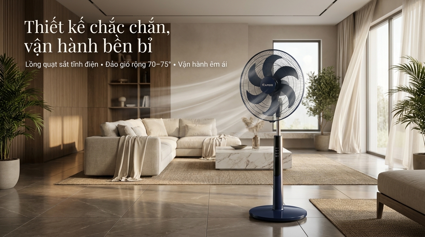 Quạt Đứng Rapido RWF-50SBD-1 điều khiển từ xa 22 Pedestal fan in living room 202605121543