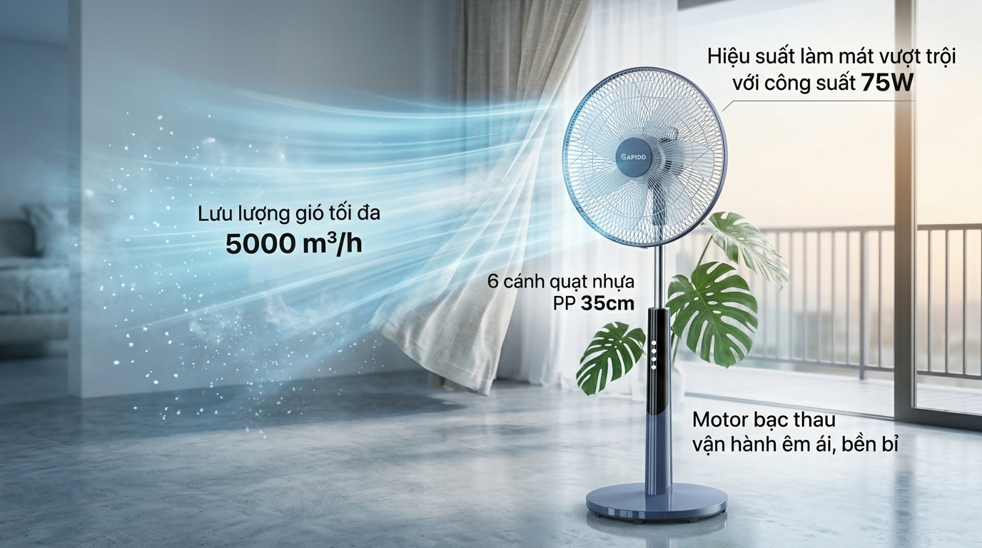 Quạt Đứng Rapido RWF-50SBM-1 20 Quạt Đứng Rapido RWF-50SBM-1