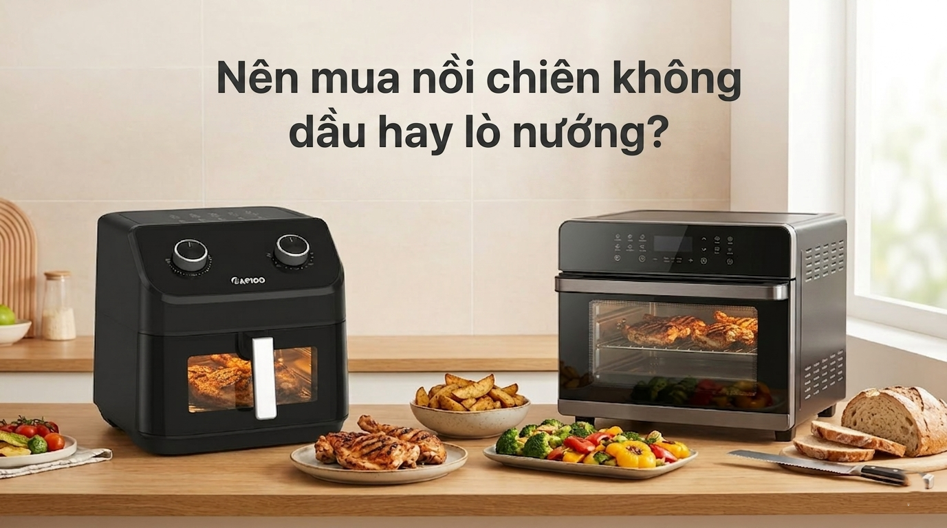 Nên mua nồi chiên không dầu hay lò nướng? So sánh chi tiết 1 nên mua nồi chiên không dầu hay lò nướng