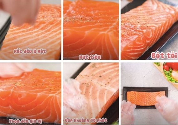 Cách làm cá hồi nướng giấy bạc bơ tỏi chanh bằng nồi chiên không dầu (Ngon Mềm) 3 ca