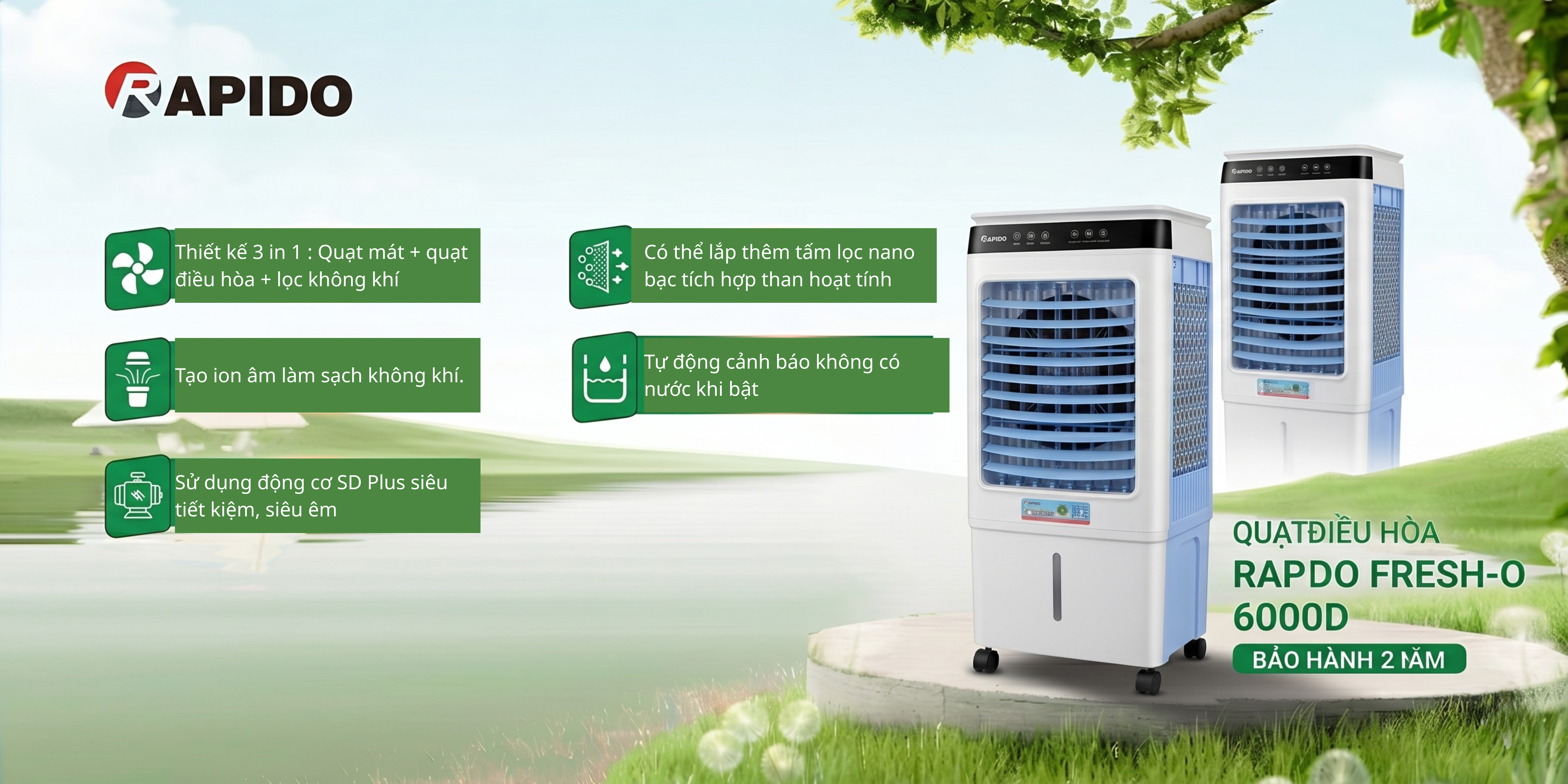 Quạt điều hòa Rapido Fresh-O 6000D