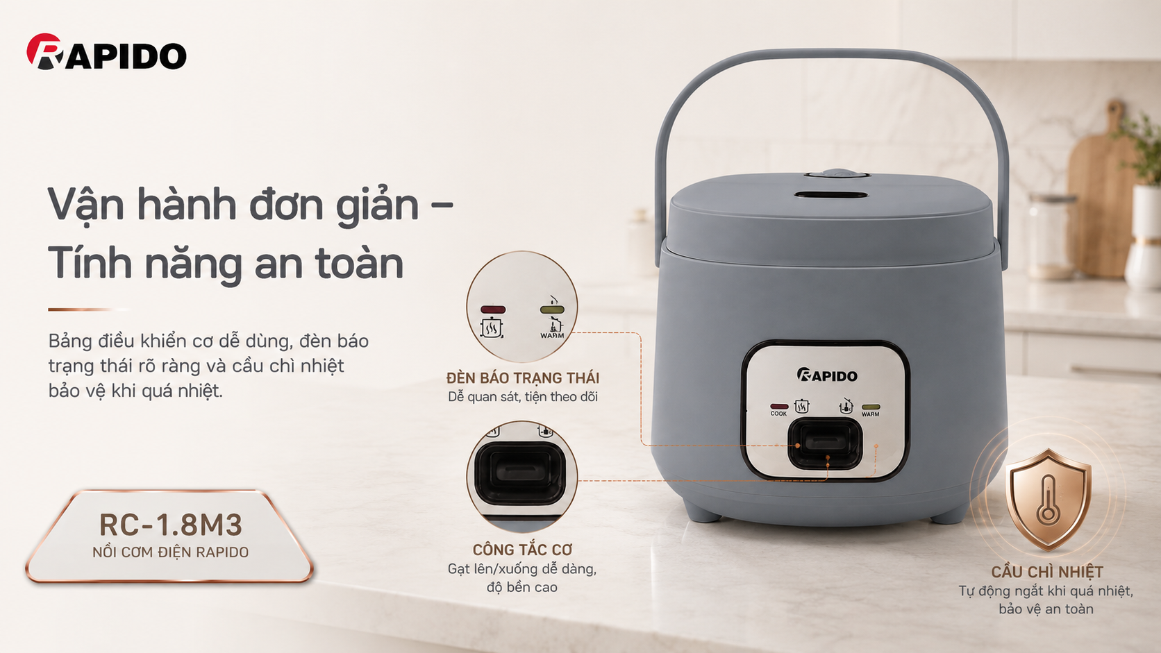 Nồi cơm điện lòng nhôm chống dính 1.8Lít Rapido RC-1.8M3 12 82a6db28 f75c 4a87 bd08 984c73cf4a69