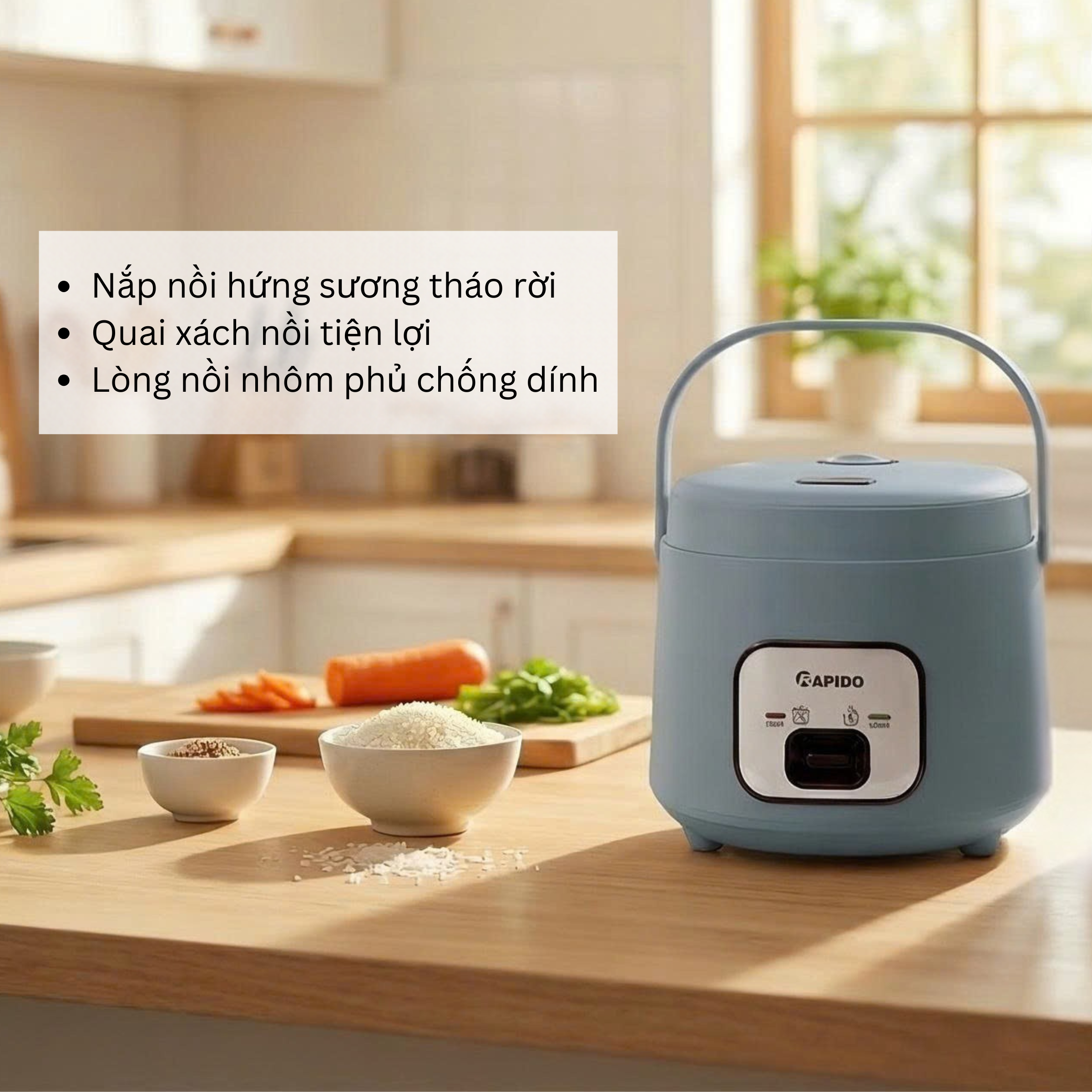 Nồi cơm điện lòng nhôm chống dính Rapido RC-1.8M3 (2) Nồi cơm điện lòng nhôm chống dính Rapido RC-1.8M3