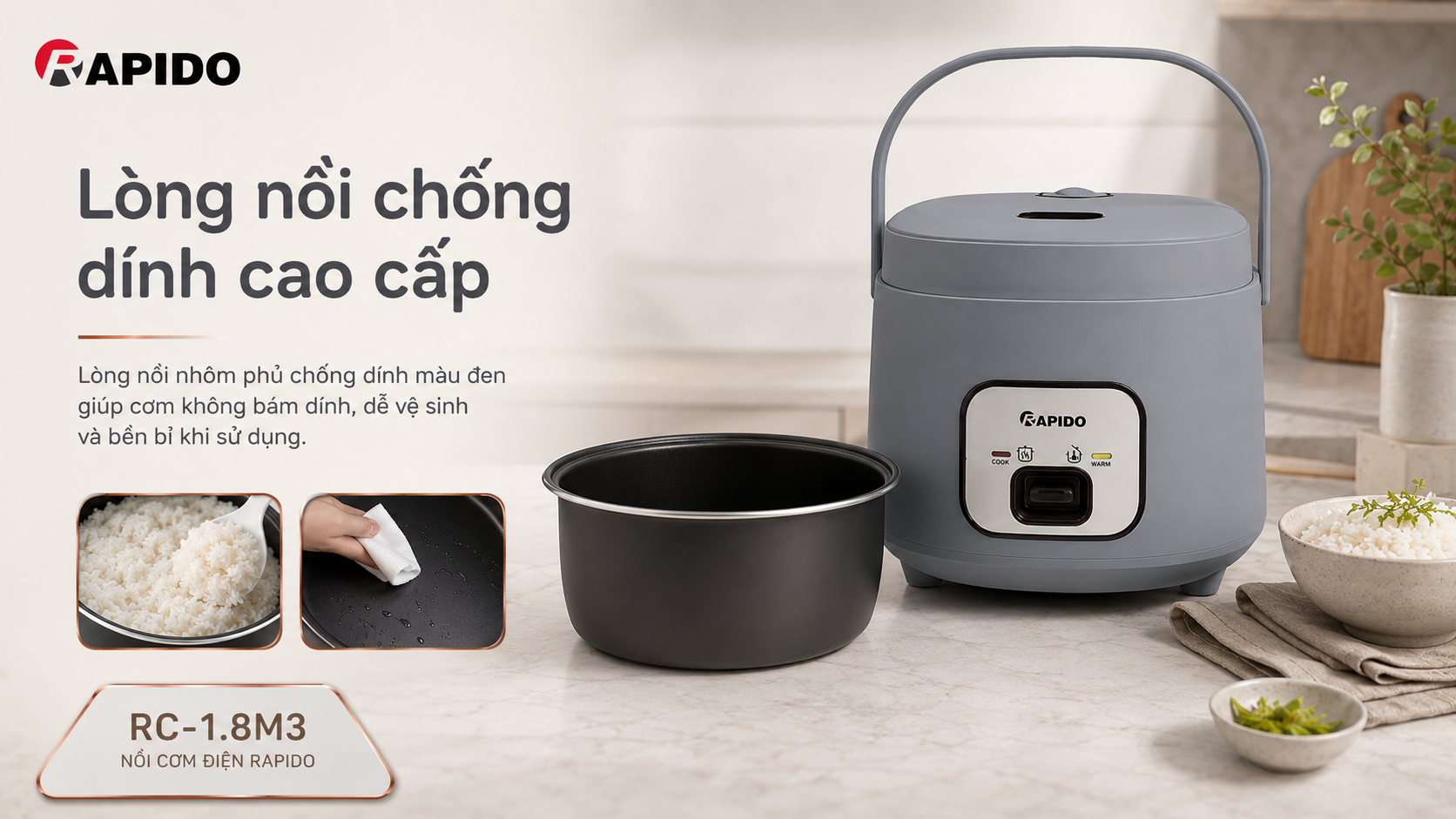 Nồi cơm điện lòng nhôm chống dính 1.8Lít Rapido RC-1.8M3 11 f8f6f875 fea5 4b50 8bf0 79983551da31