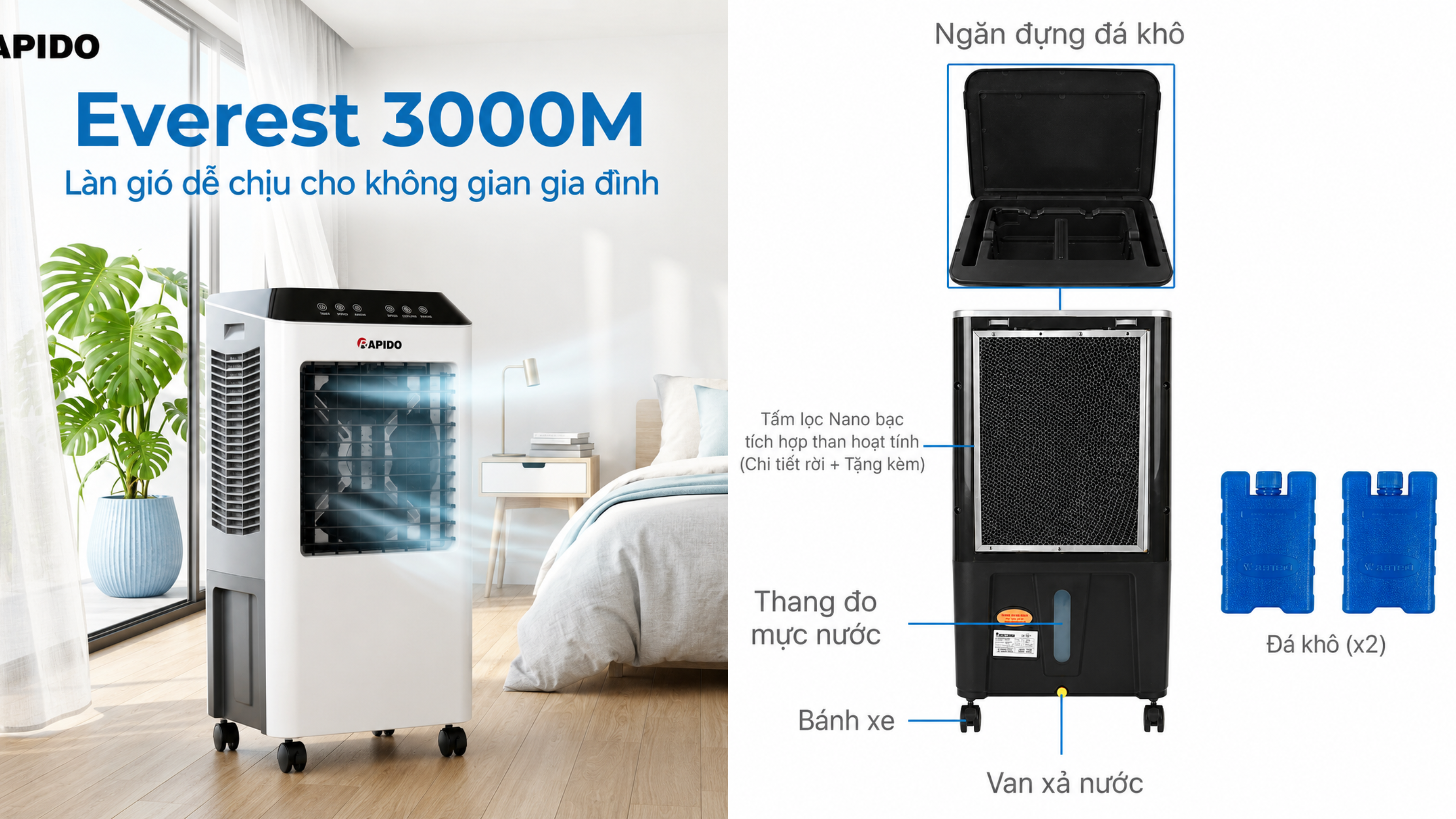Quạt điều hoà có thực sự mát không, điểm danh mẫu quạt điều hòa mát nhất 2026 3 Quạt điều hòa Everest 3000D