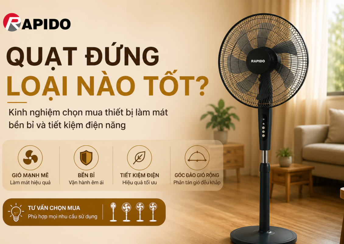 Quạt đứng loại nào tốt? Kinh nghiệm chọn mua thiết bị làm mát bền bỉ và tiết kiệm điện năng 1 Kinh nghiệm chọn quạt đứng