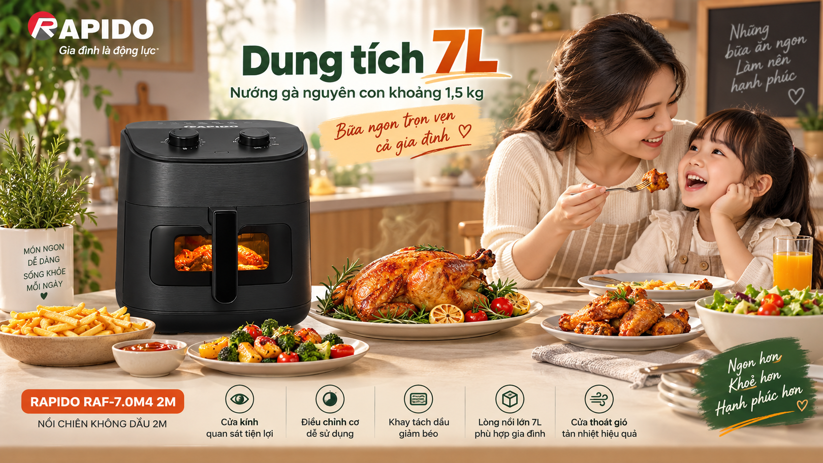 Nồi chiên không dầu RAF-7.0M4 2M 10 Nồi chiên không dầu RAF-7.0M4 2M